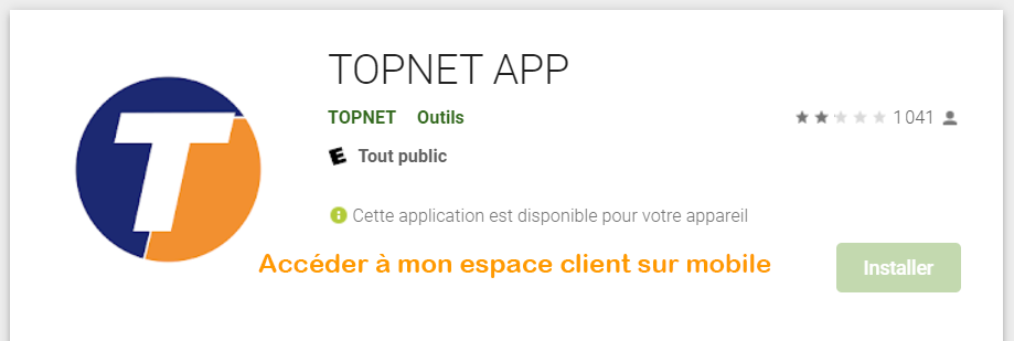 Connexion Topnet sur application mobile