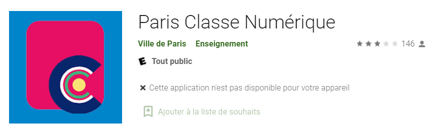 Connexion Paris Classe Numérique sur application mobile